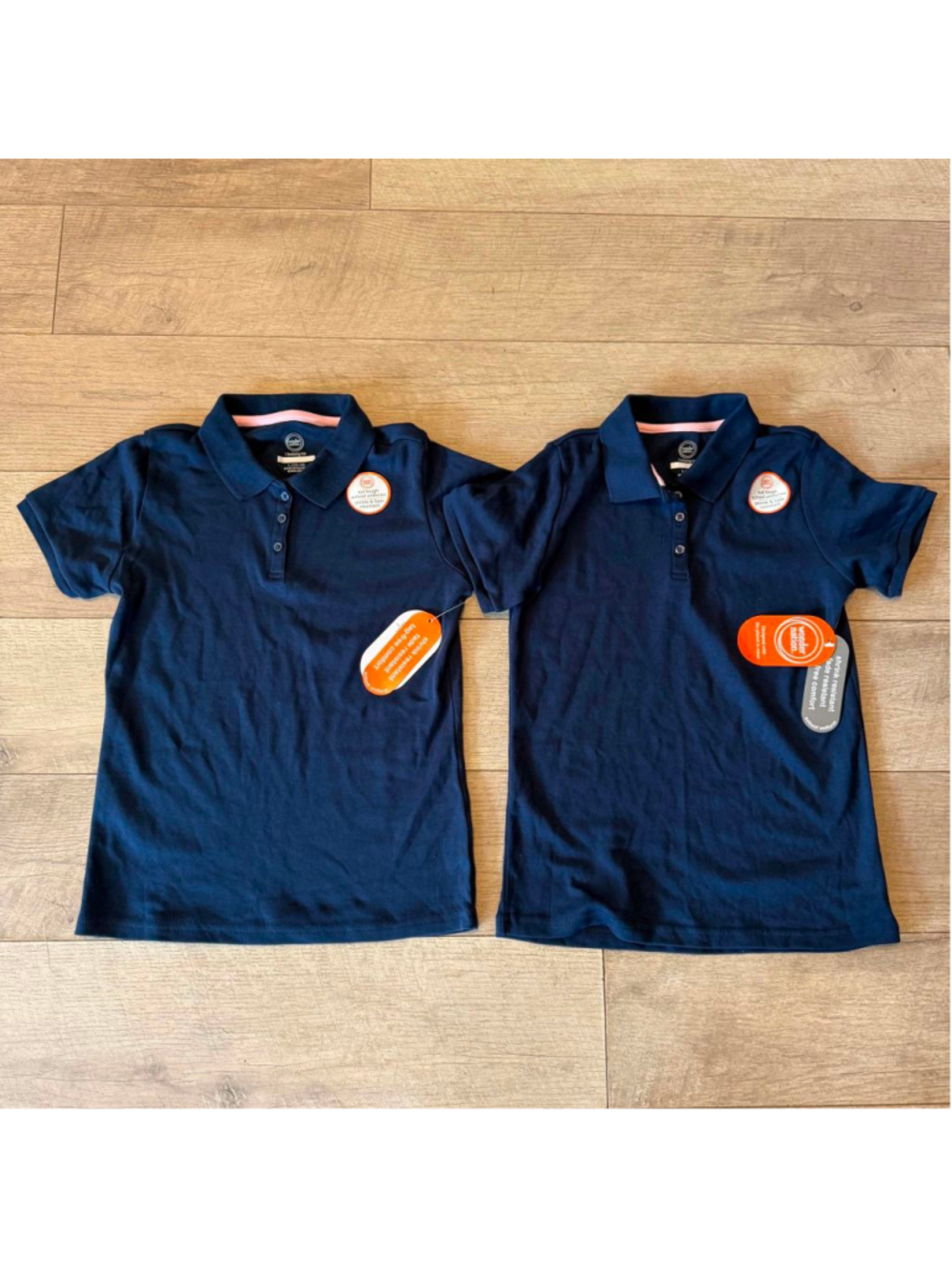 Girls Wonder Nation Polo Shirts L Navy Blue (2-Pack)